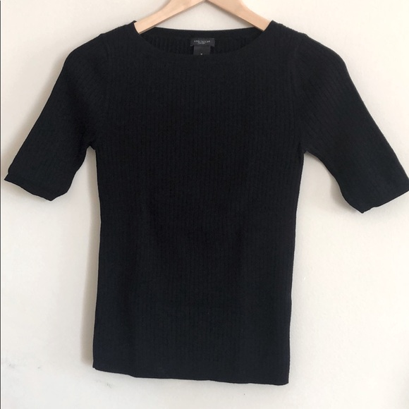 Ann Taylor Factory Tops - Ann Taylor, black light sweater,short sleeve, Med.
